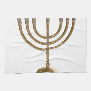 gold menorah kitchen towel