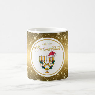 Gold Menorah Merry Chrismukkah Hanukkah  Coffee Mug