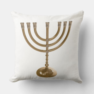 gold menorah throw pillow