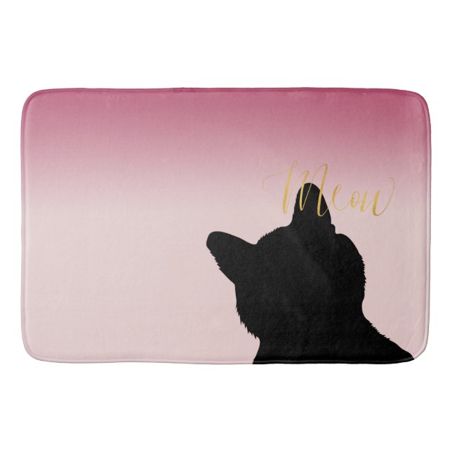 Gold Meow Kitty Bath Mat (Front)