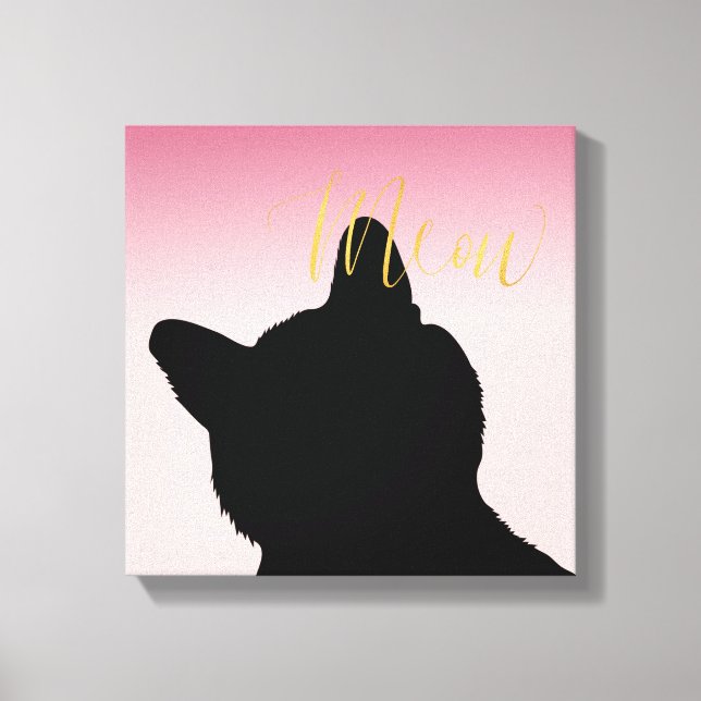 Gold Meow Kitty Canvas Print (Front)