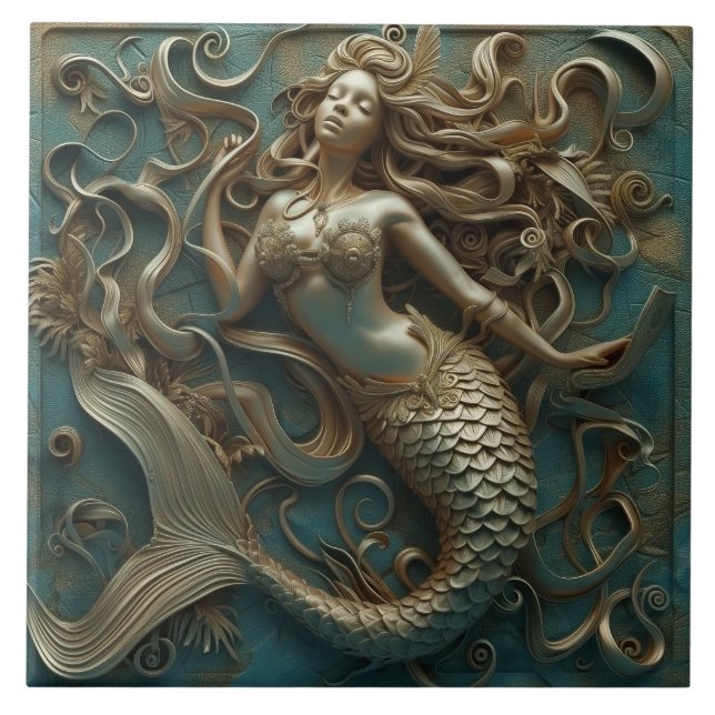 Gold Mermaid Luxury Marine Tile (Front)
