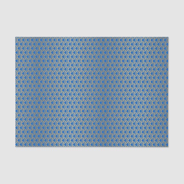 Gold Mermaid Scale On Royal Blue Tissue Paper (Front)