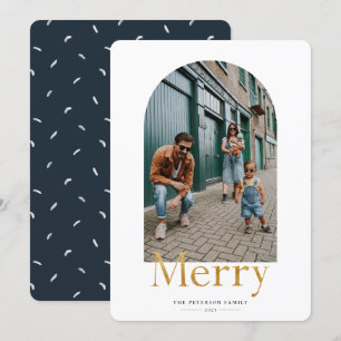 Gold Merry Arch Frame Photo Holiday Card