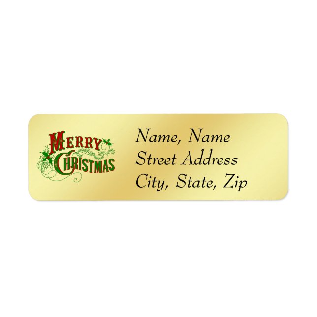 Gold Merry Christmas Address Label (Front)