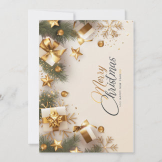 Gold merry Christmas card 