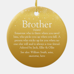 Gold Merry Christmas Cool Fun Brother Definition  Ceramic Ornament