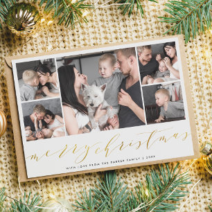 Gold Merry Christmas Five Pictures Holiday Photo