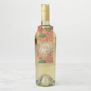 Gold Merry Christmas Floral Bottle Tag