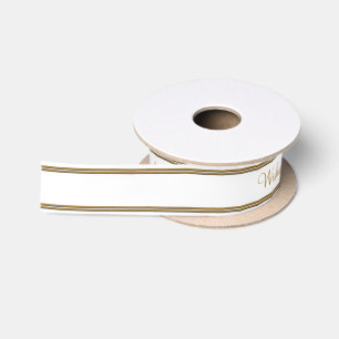 Gold Merry Christmas & Happy New Year Satin Ribbon