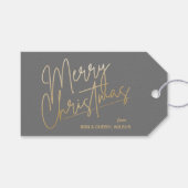 Gold Merry Christmas Luxe Grey Gift Tags (Front (Horizontal))
