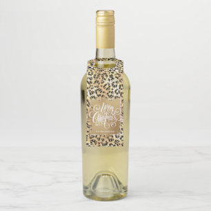 Gold Merry Christmas on Leopard Bottle Tag