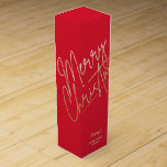 Gold Merry Christmas on Red Wine Box<br><div class="desc">Merry Christmas in a faux gold foil script and your names in chic lettering, this red wine bottle gift box is a stylish way to package wine Christmas gifts. MATCHING items in our collection.</div>