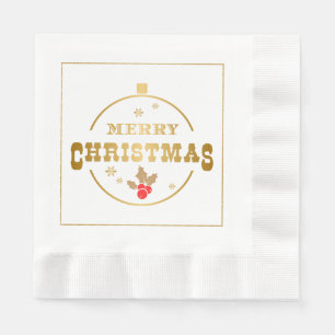 Gold Merry Christmas Paper Napkins