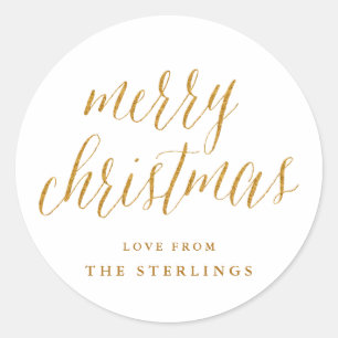 Gold Merry Christmas Personalized Holiday Sticker