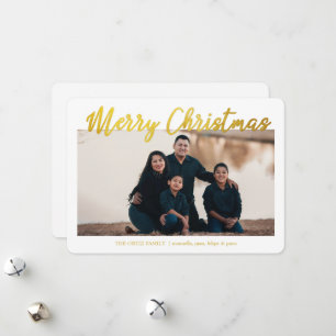 Gold Merry Christmas Photo Overlay Simple Holiday Card
