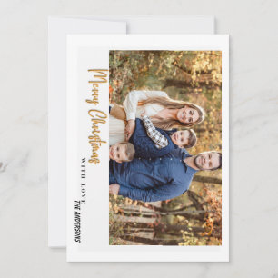 Gold merry christmas red & green plaid photo card