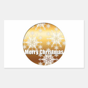 Gold Merry Christmas Snowflakes - Sticker