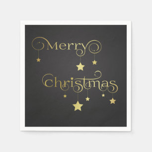 Gold Merry Christmas Stars Napkin