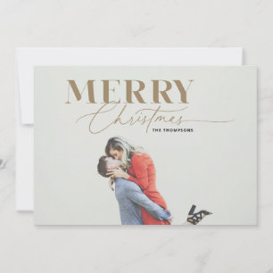 Gold Merry Magic Script Serif Christmas Photo Card