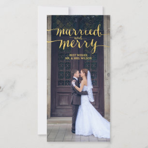 GOLD MERRY & MARRIED   HOLIDAY PHOTO CARD