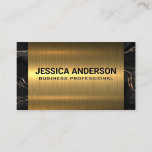 Gold Metal   Black Marble Trim Business Card