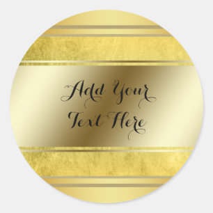 Gold Metal Foil Faux Glitter Customize Classic Round Sticker