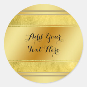 Gold Metal Foil Faux Glitter Customize Classic Round Sticker