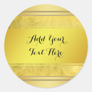 Gold Metal Foil Faux Glitter Customize Classic Round Sticker