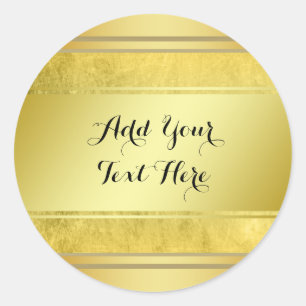 Gold Metal Foil Faux Glitter Customize Classic Round Sticker