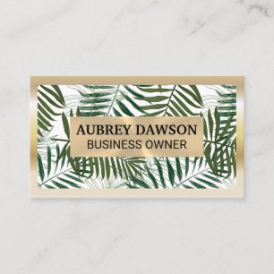 Gold Metal Frame   Boho Palm Leaves Style Business Card