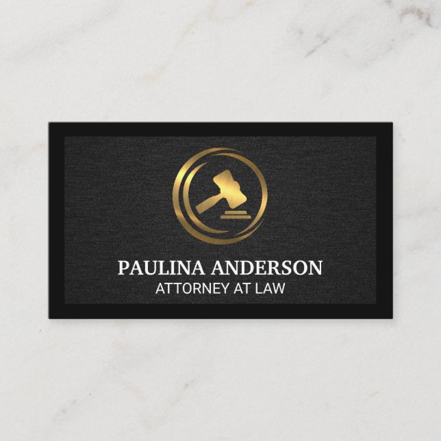 Gold Metal Gavel | Black Texture Background Business Card (Front)