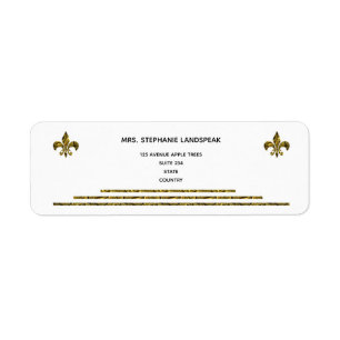 Gold Metal & Gold Fleur de Lys Adresse de retour