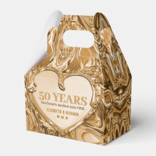 Gold Metal Heart Wedding Anniversary Favor Box