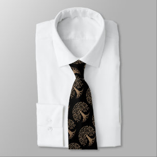 Gold Metal-looking Tree on Black Tie