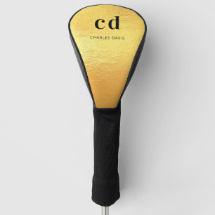 Gold metal monogram initials name golf head cover