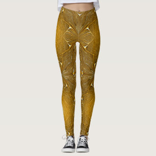 Gold Metal Pattern Design Leggings