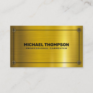 Gold Metal Screws and Background Business Card