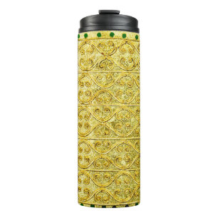 Gold metal seamless pattern thermal tumbler