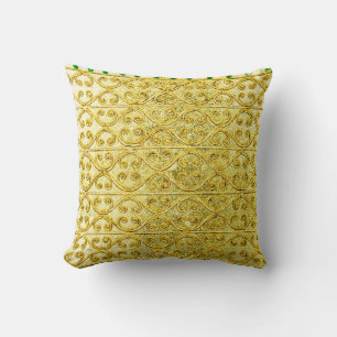 Gold metal seamless pattern throw pillow