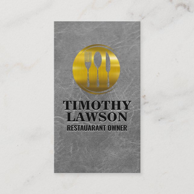 Gold Metal Silverware | Luxury | Culinary Appointment Card (Front)