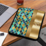 Gold Metal Sparkle Mermaid Tail Monogram Scales Laptop Sleeve<br><div class="desc">This design was created though digital art. It may be personalized in the area provide or customizing by choosing the click to customize further option and changing the name, initials or words. You may also change the text colour and style or delete the text for an image only design. Contact...</div>