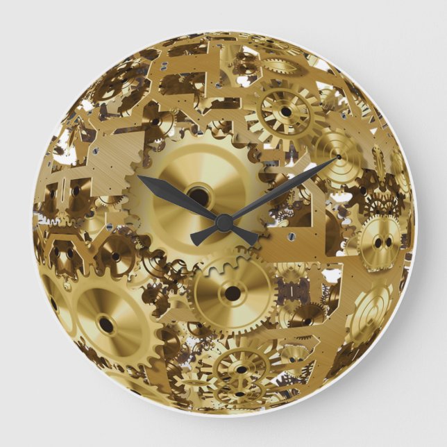 Gold Metal Steampunk Wall Clock (Front)