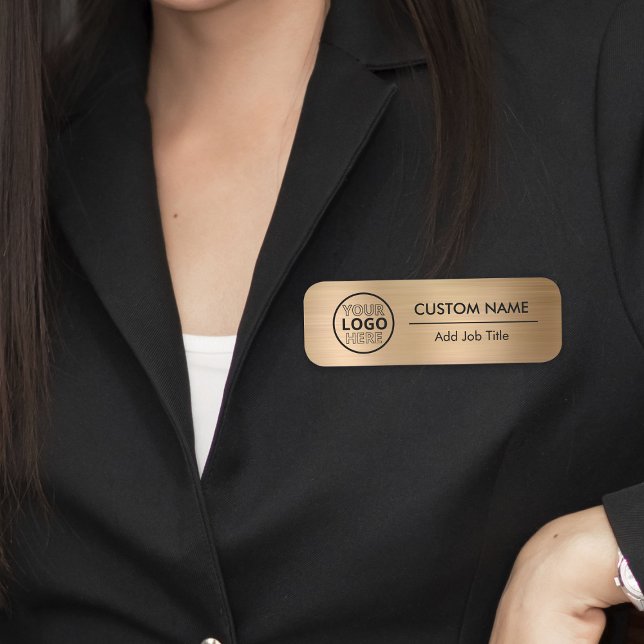 Gold Metal Style Business Logo Employee Name Tag (Gold Metal Style Business Logo Employee Name Tag
)