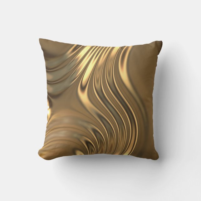Gold Metal Swirling Design Throw Pillow (Front)