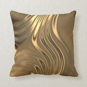 Gold Metal Swirling Design Throw Pillow