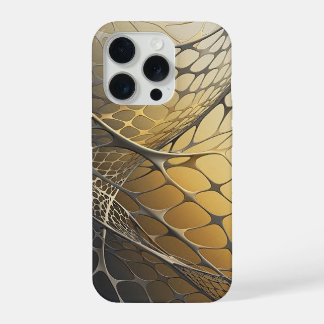 Gold Metallic 3D Mesh Abstract Luxury Art iPhone Case (Back)