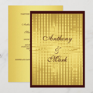 Gold Metallic and Brown Wedding Invitation