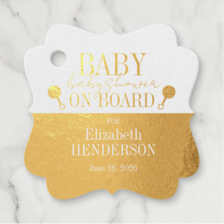 Gold Metallic Baby Shower Foil Invitation Favour Tags