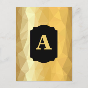 Gold metallic black frame custom monogram postcard